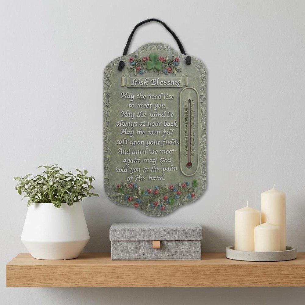 13" X 8" Gray Floral Irish Blessing Polyresin Wall Decor