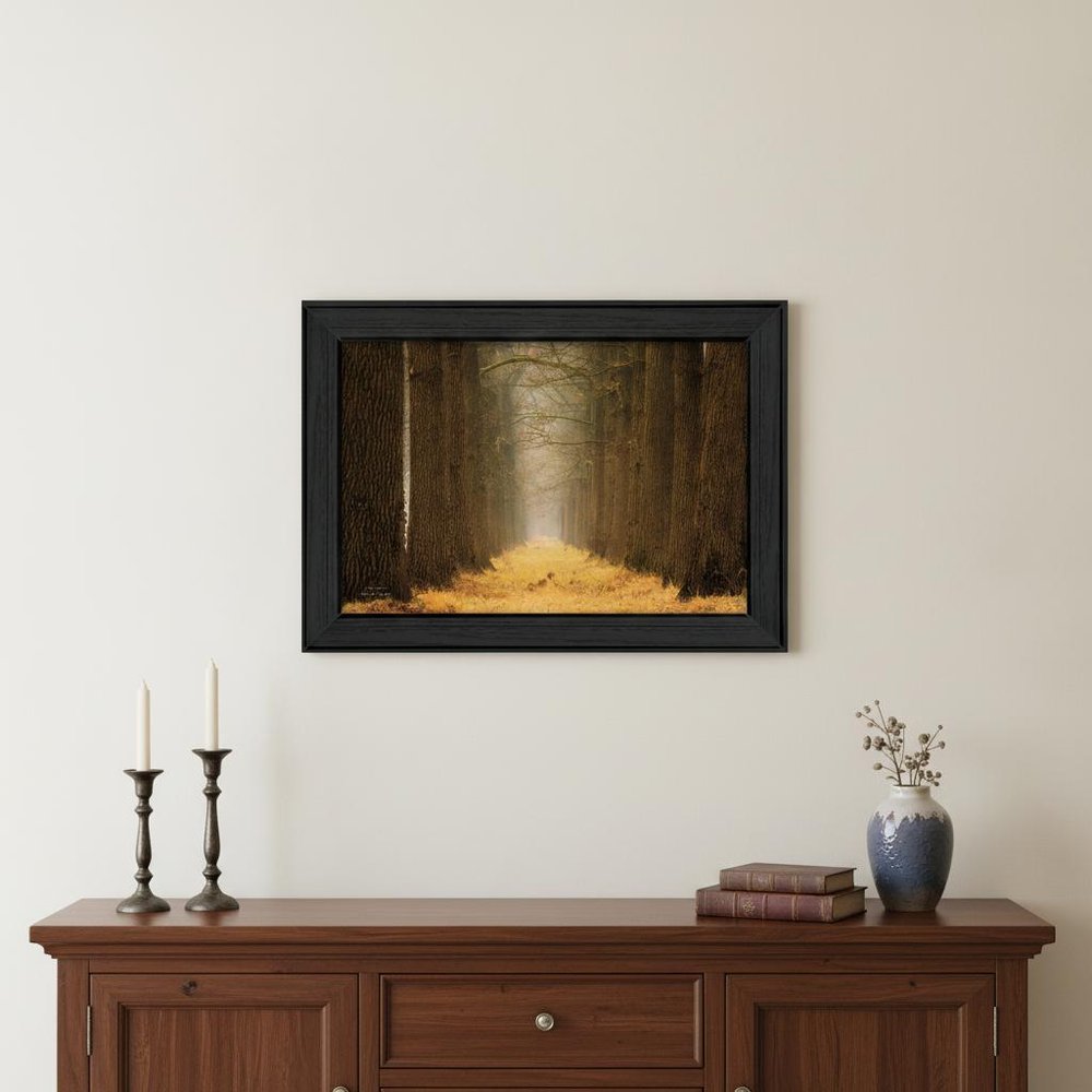 Yellow Path Black Framed Print Wall Art