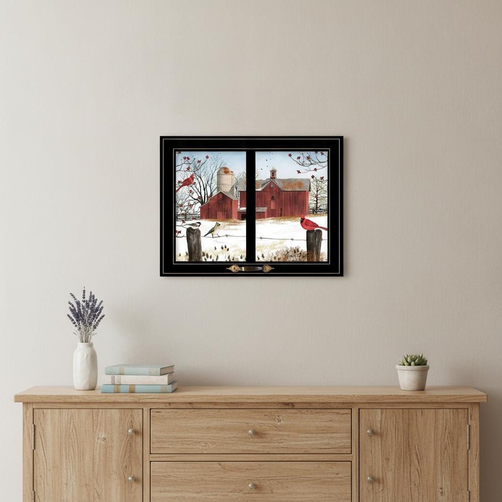 Winter Friends 6 Black Framed Print Wall Art