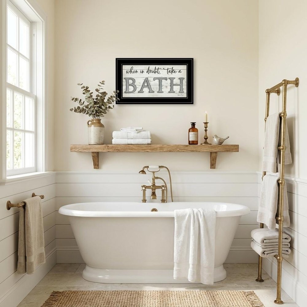 When in Doubt Take a Bath 3 Black Framed Print Bathroom Wall Art