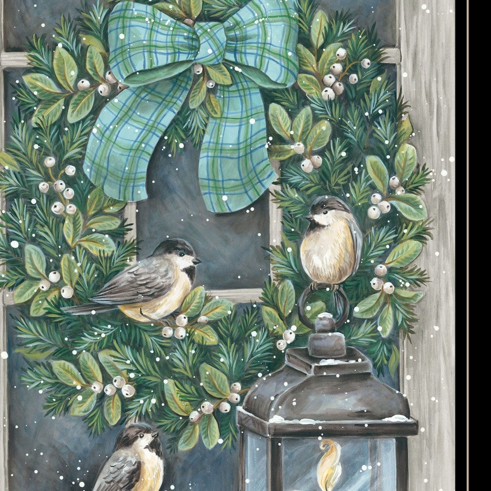 Winter Wreath 2 Black Framed Wall Art
