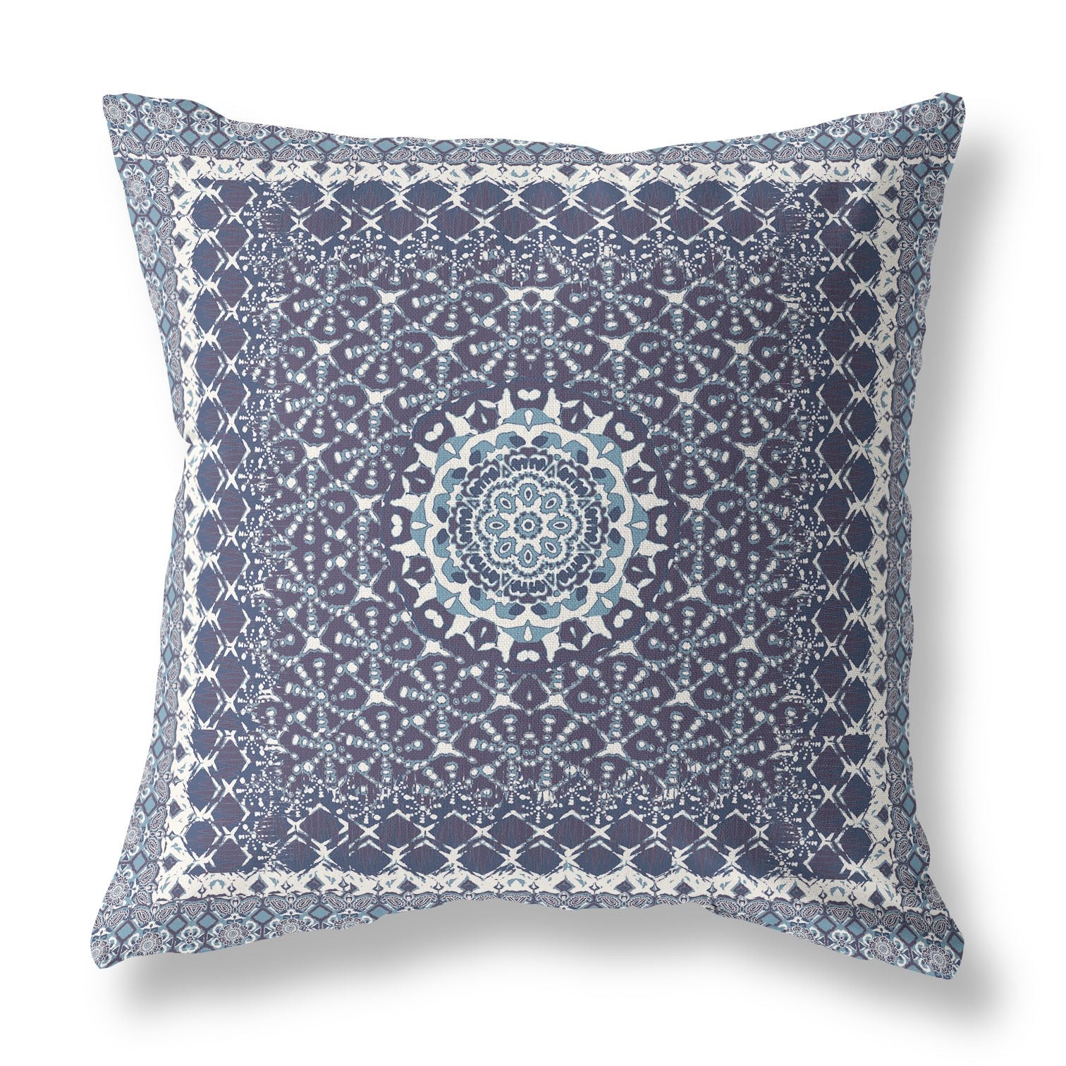 16” Slate Blue Holy Floral Indoor Outdoor Throw Pillow