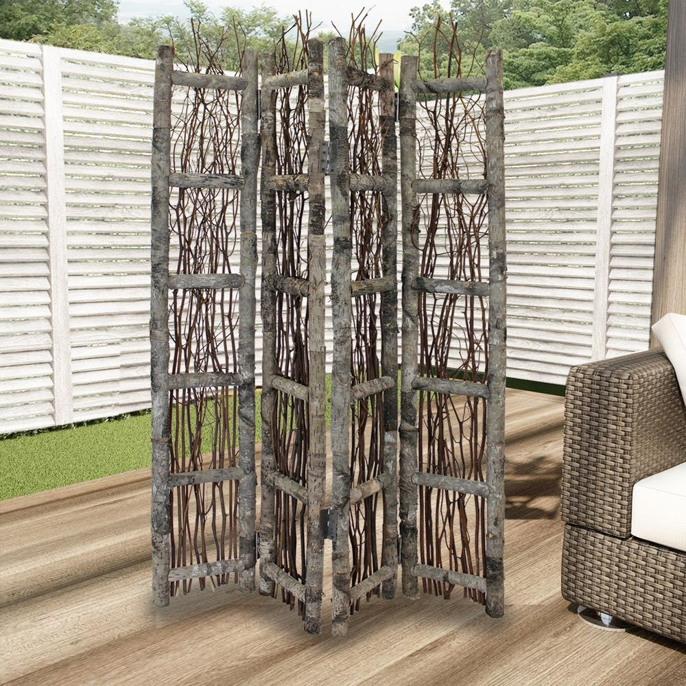64" Brown Solid Wood Panel Screen Room Divider