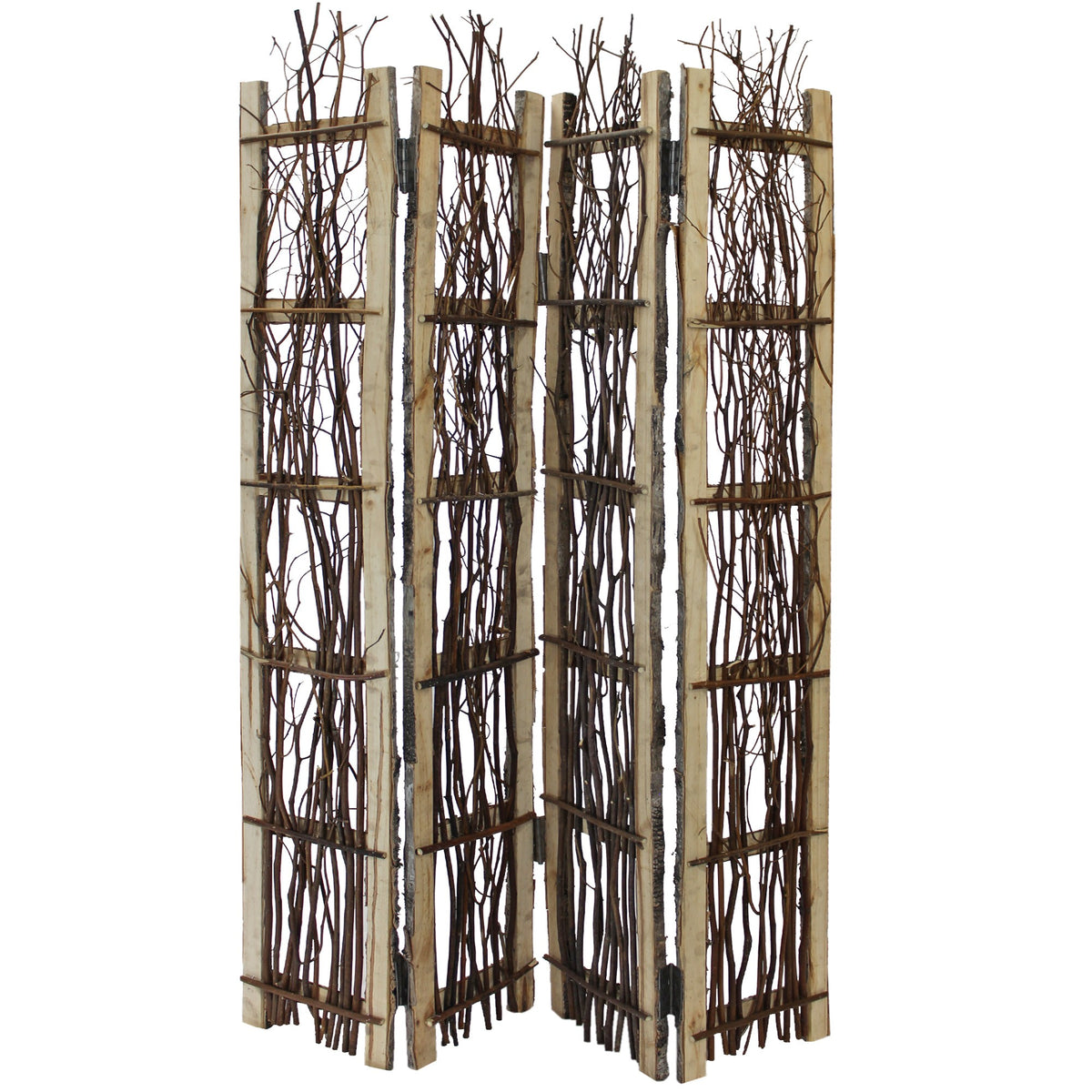 64" Brown Solid Wood Panel Screen Room Divider