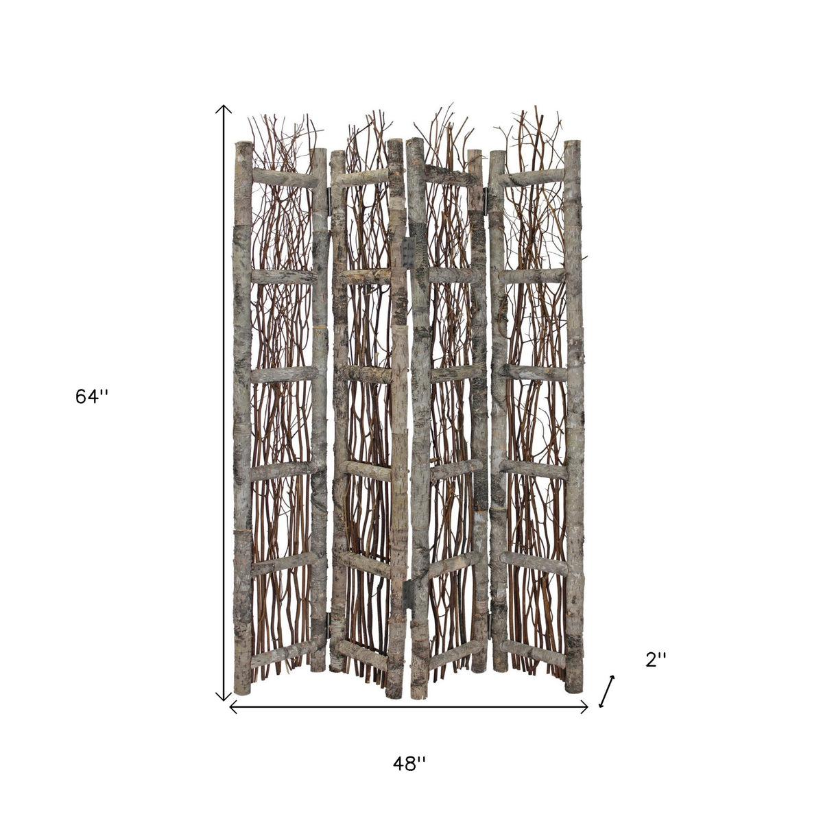 64" Brown Solid Wood Panel Screen Room Divider