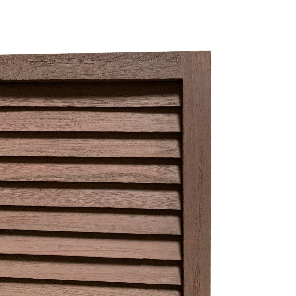 67" Brown Solid Wood Folding Three Panel Screen Room Divider