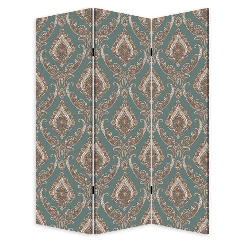 72" Green Folding Three Panel Screen Room Divider
