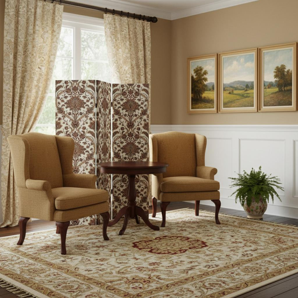 Vintage Green Baroque Three Panel Room Divider Screen