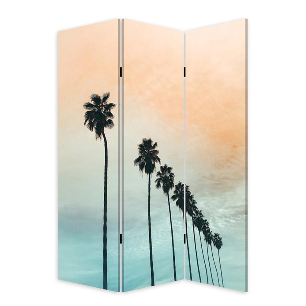 72" Light Green Folding Three Panel Screen Room Divider
