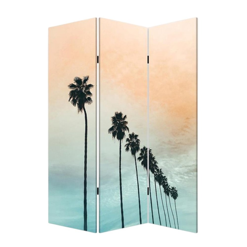 Tropical Palm Trees Room Three Panel Divider Screen