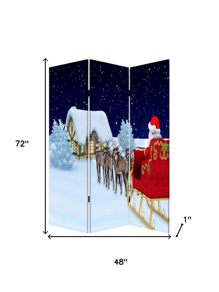 Festive Merry Christmas Three Panel Room Divider Screen