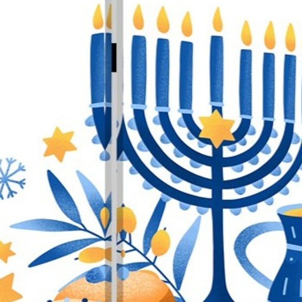 Celebratory Hanukkah Three Panel Room Divider Screen