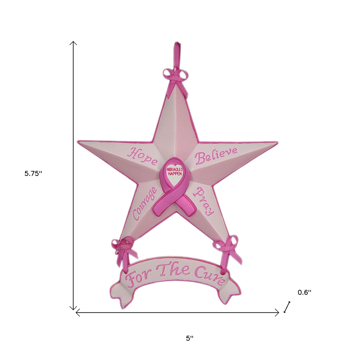 Set of Six Pink Resin Hanging Figurine Ornaments