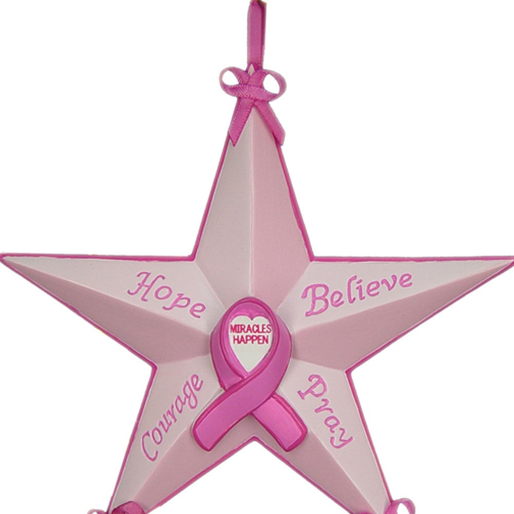 Set of Six Pink Resin Hanging Figurine Ornaments