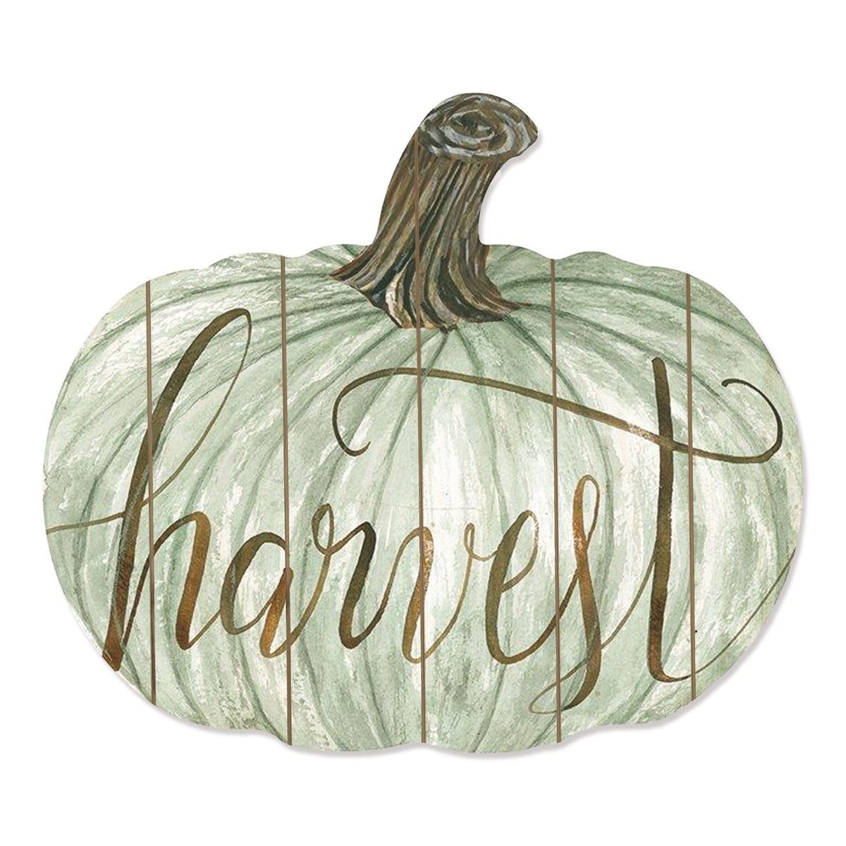 15" X 17" Brown And Green Wood Harvest Pumpkin Hanging Dimensional Sculpture