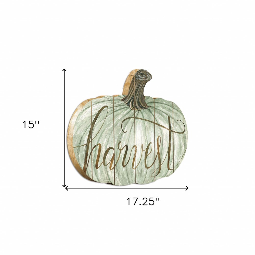 15" X 17" Brown And Green Wood Harvest Pumpkin Hanging Dimensional Sculpture