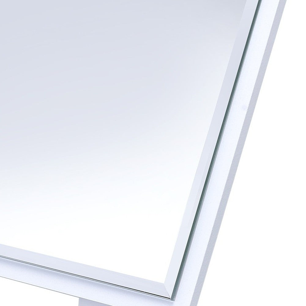 9" White Wood Square Freestanding Framed Makeup Shaving Tabletop Mirror
