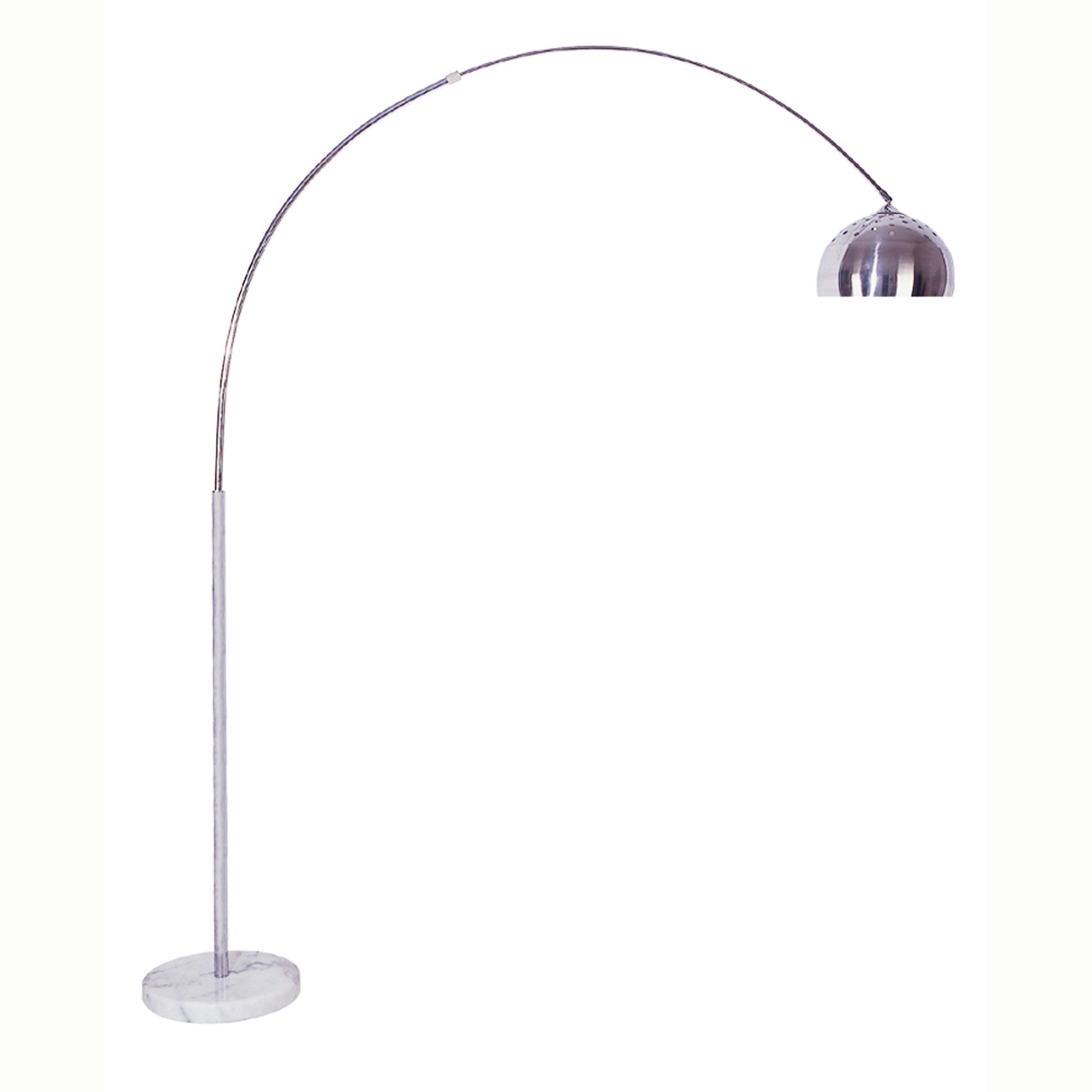 85" White Metal Arched Floor Lamp With Silver Metal Dome Shade