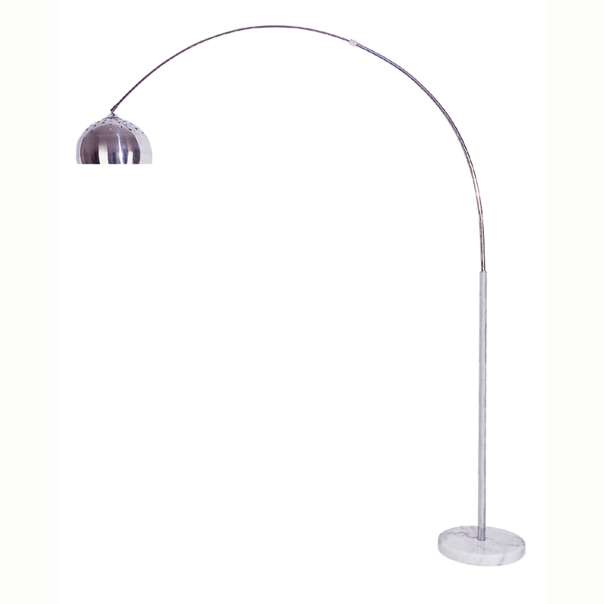 85" White Metal Arched Floor Lamp With Silver Metal Dome Shade