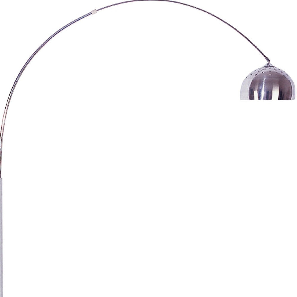 85" White Metal Arched Floor Lamp With Silver Metal Dome Shade