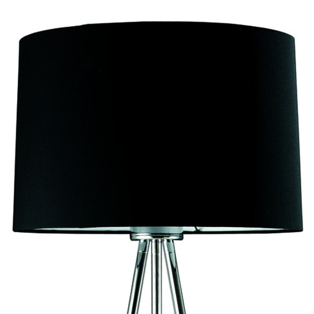 59" Black Tripod Floor Lamp With Black Drum Shade