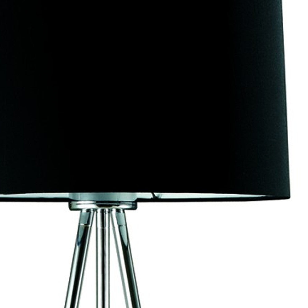 59" Black Tripod Floor Lamp With Black Drum Shade