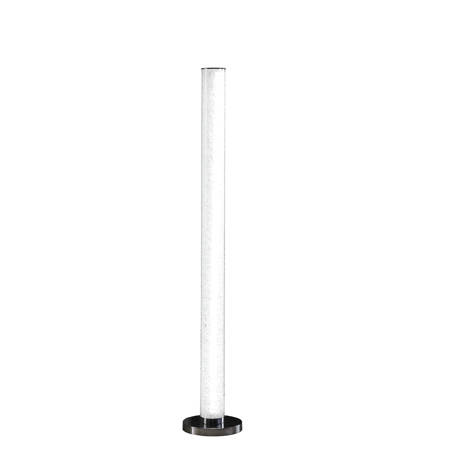 49" White Metal LED Column Floor Lamp With Clear Acrylic Drum Shade