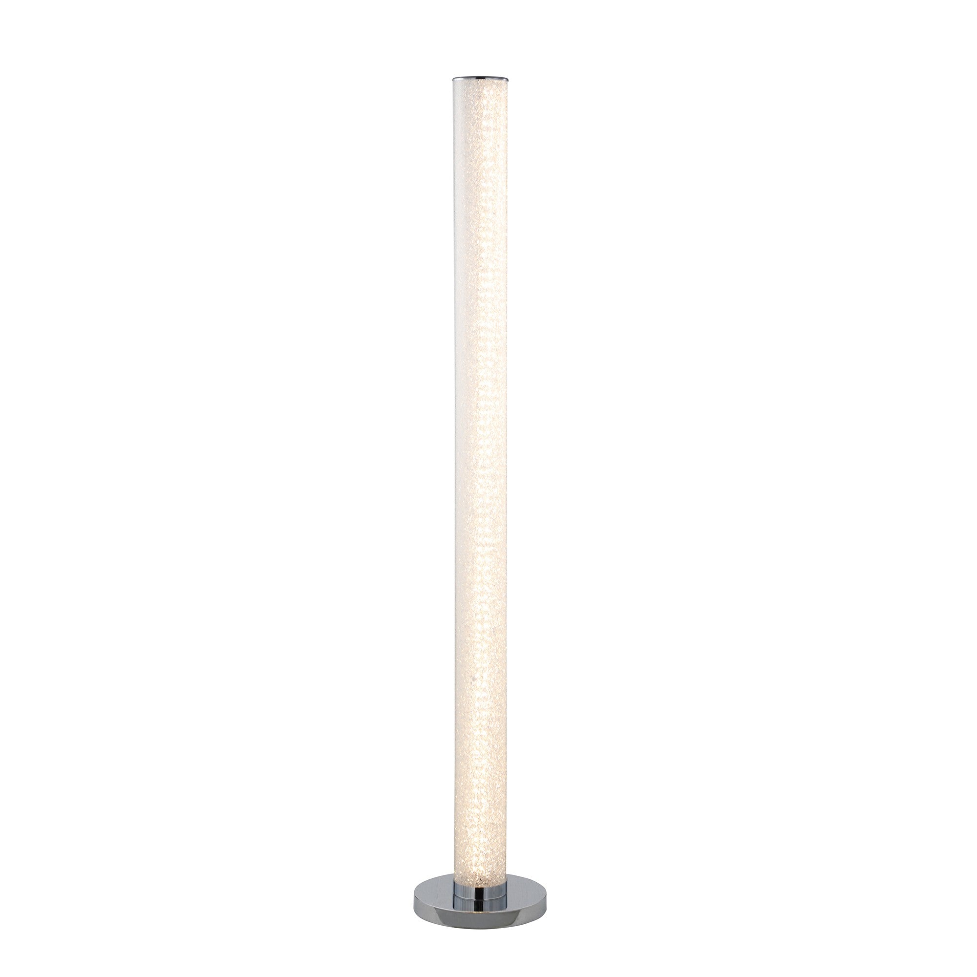 49" White Metal LED Column Floor Lamp With Clear Acrylic Drum Shade