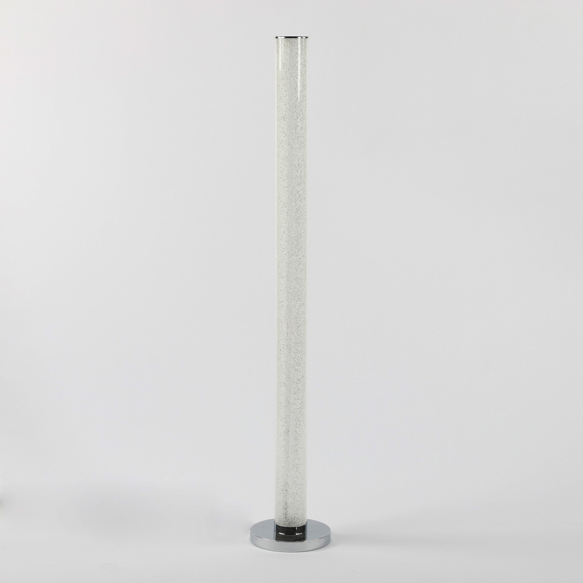 49" White Column Floor Lamp With Clear Drum Shade