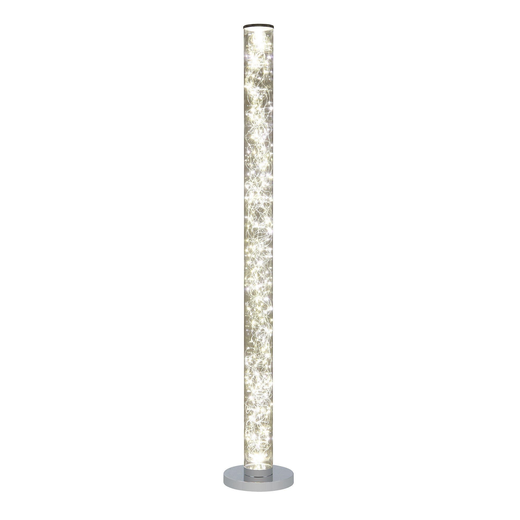 49" White Metal LED Column Floor Lamp With Clear Acrylic Drum Shade