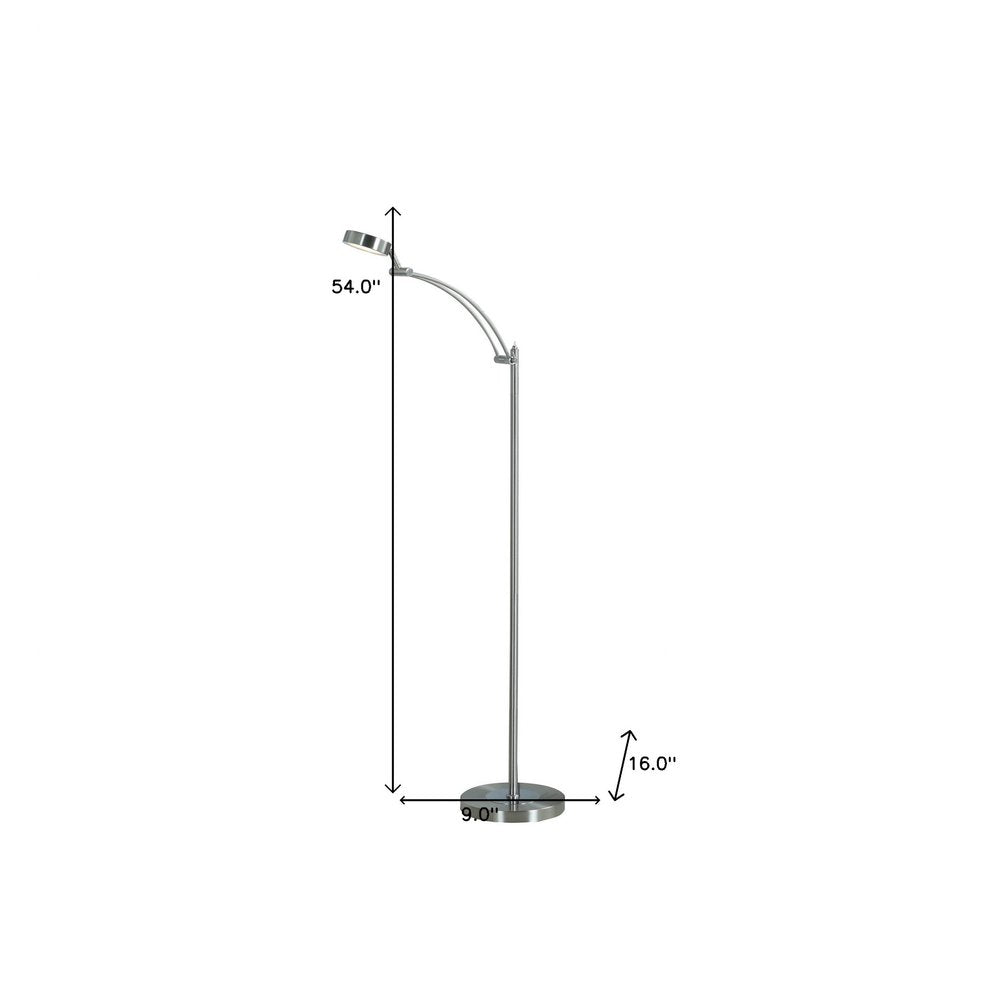 54" Silver Adjustable LED Task Floor Lamp With Silver