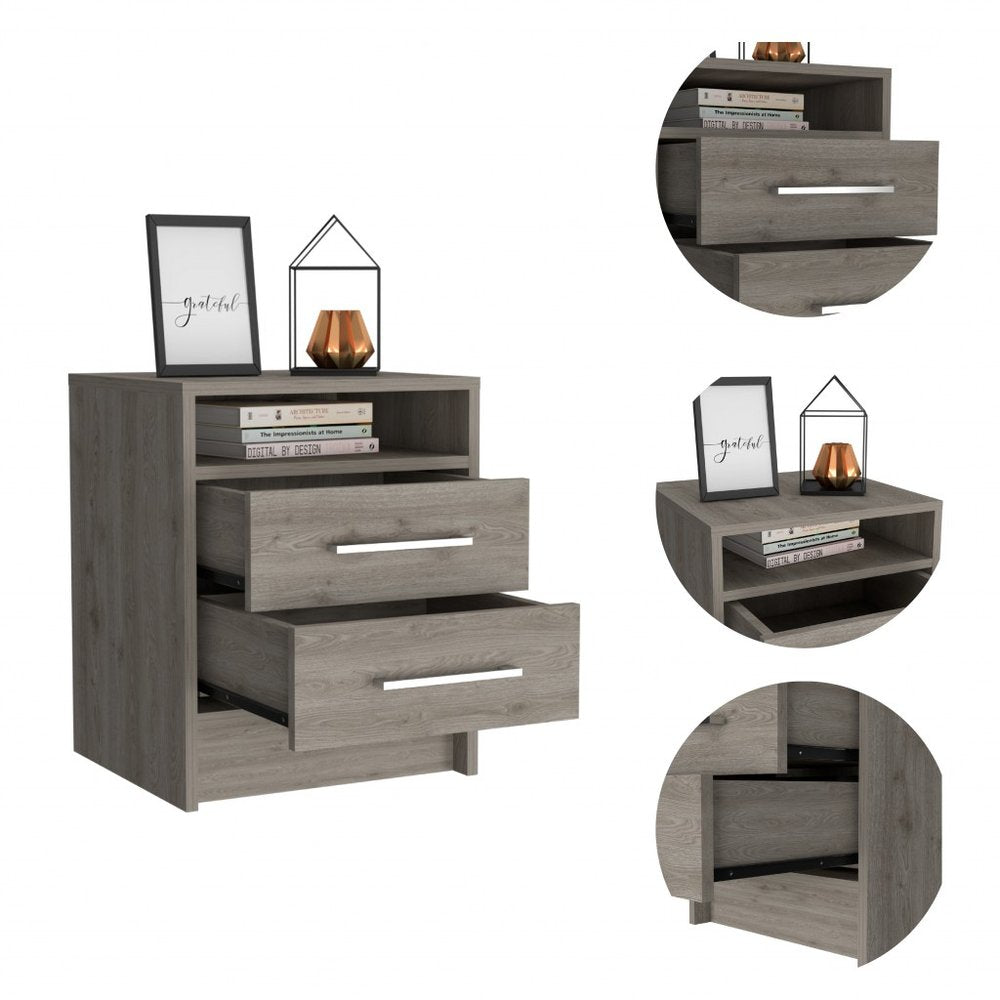 20" Wood Two Drawer Nightstand