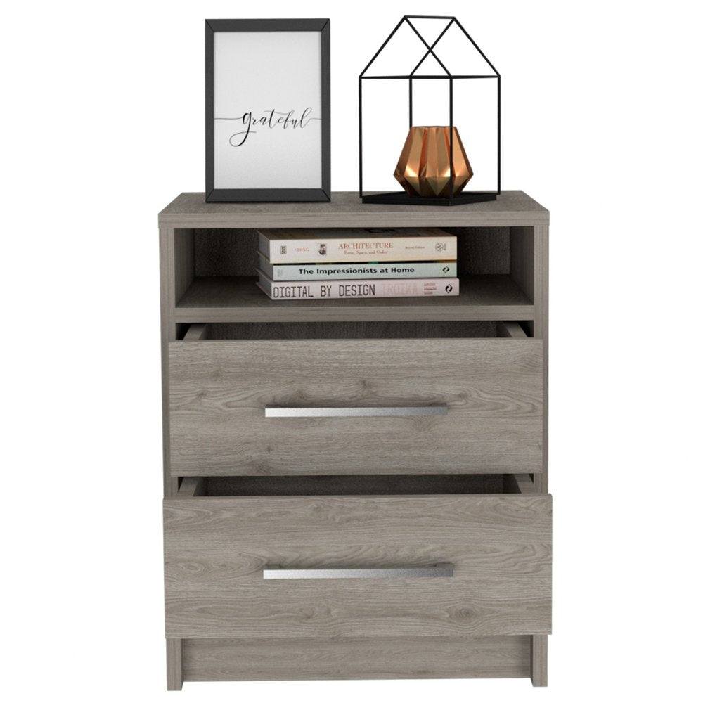 20" Wood Two Drawer Nightstand