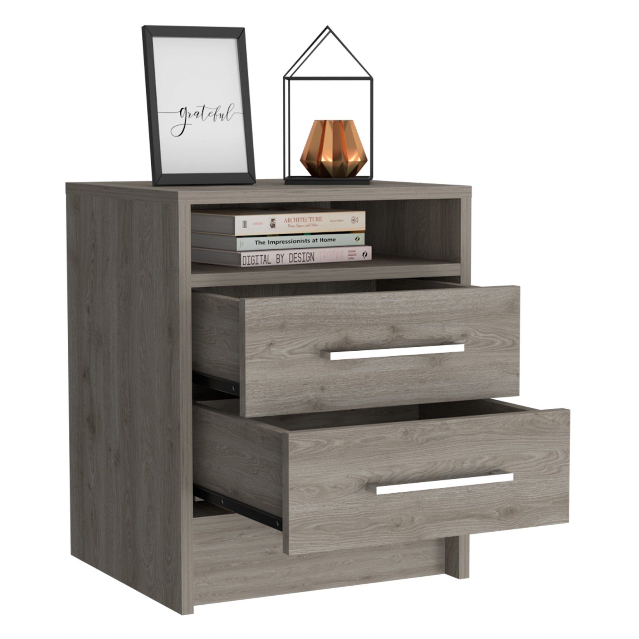 20" Wood Two Drawer Nightstand