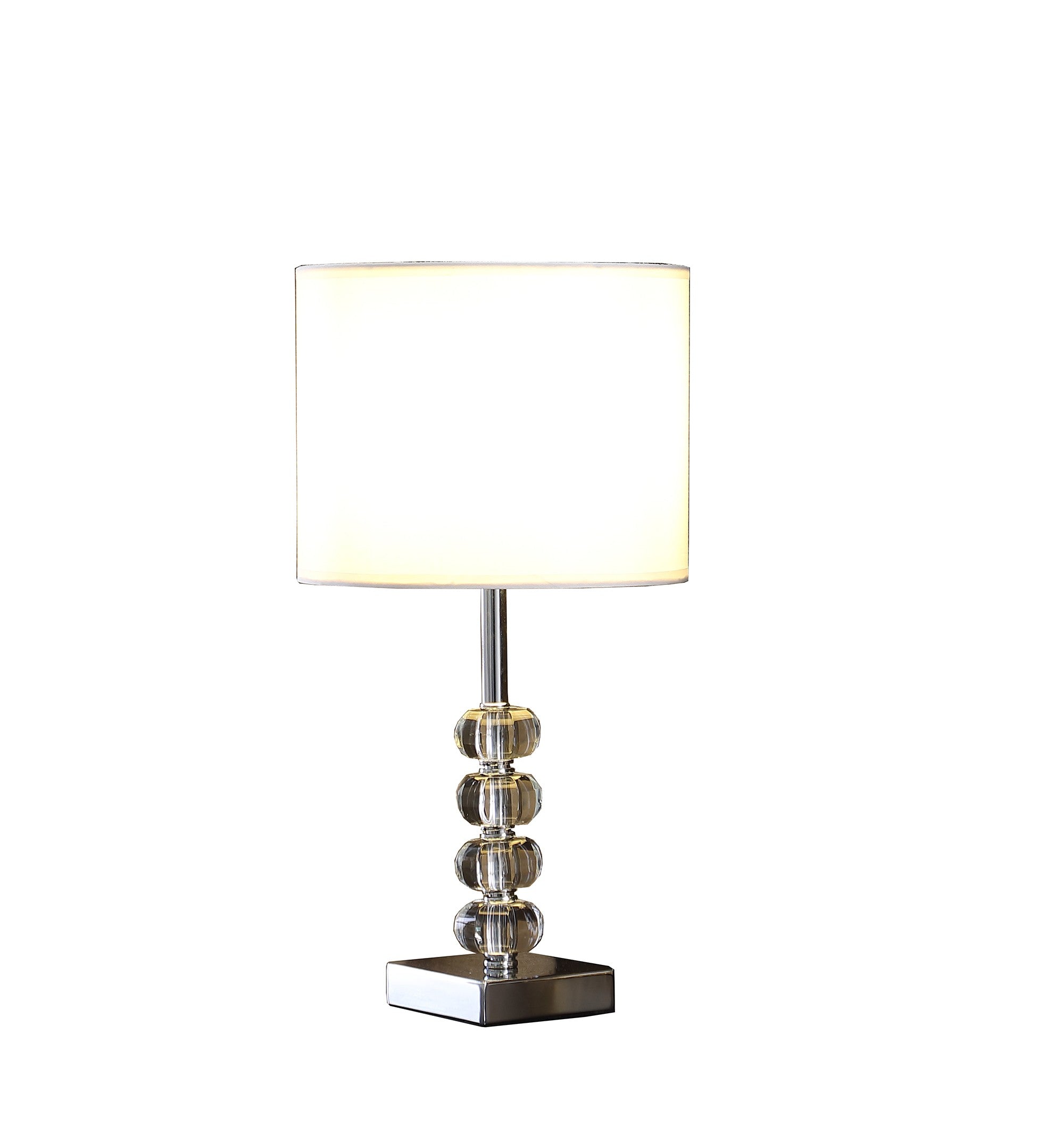 18" Silver Table Lamp With White Drum Shade