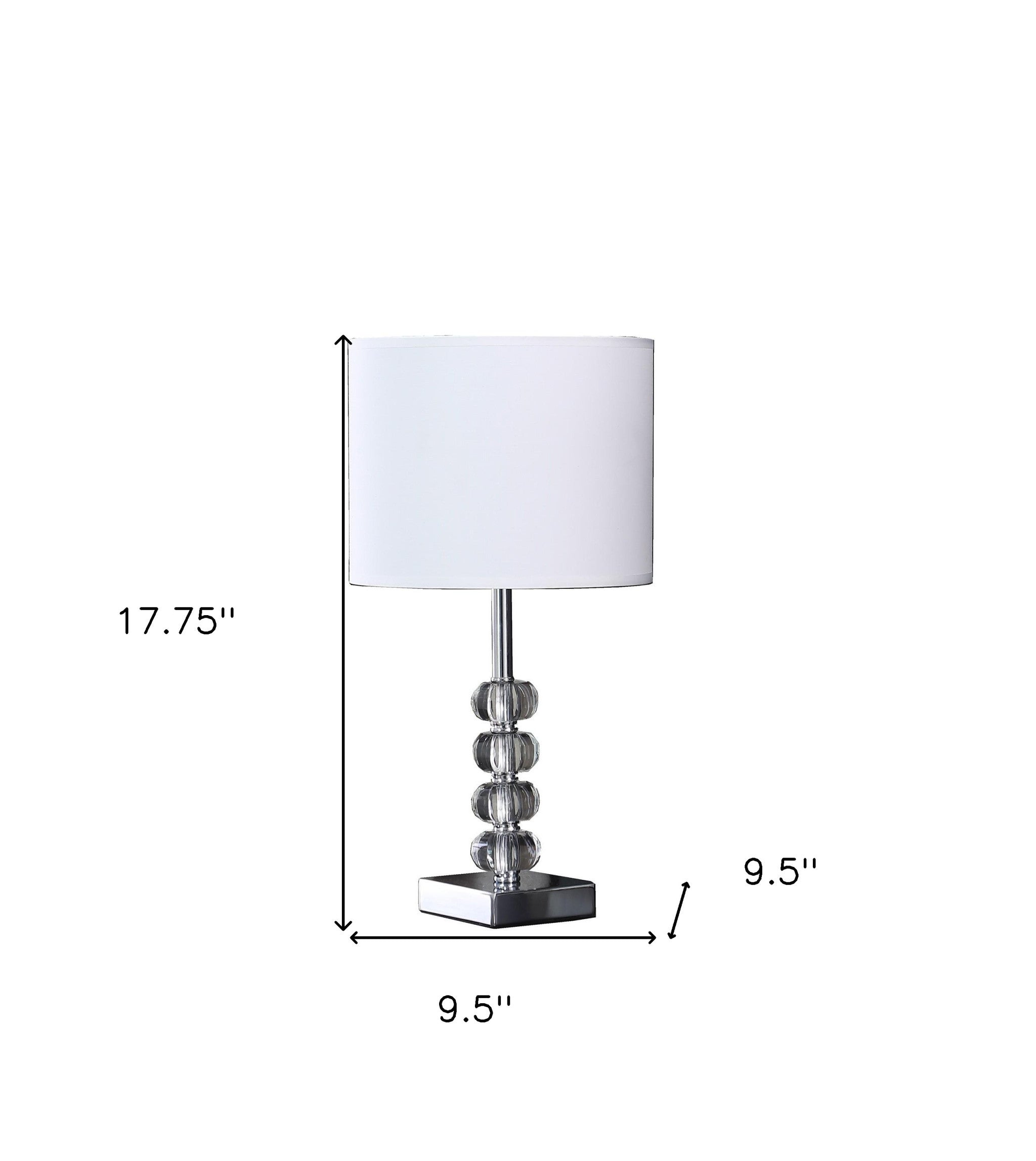 18" Silver Table Lamp With White Drum Shade