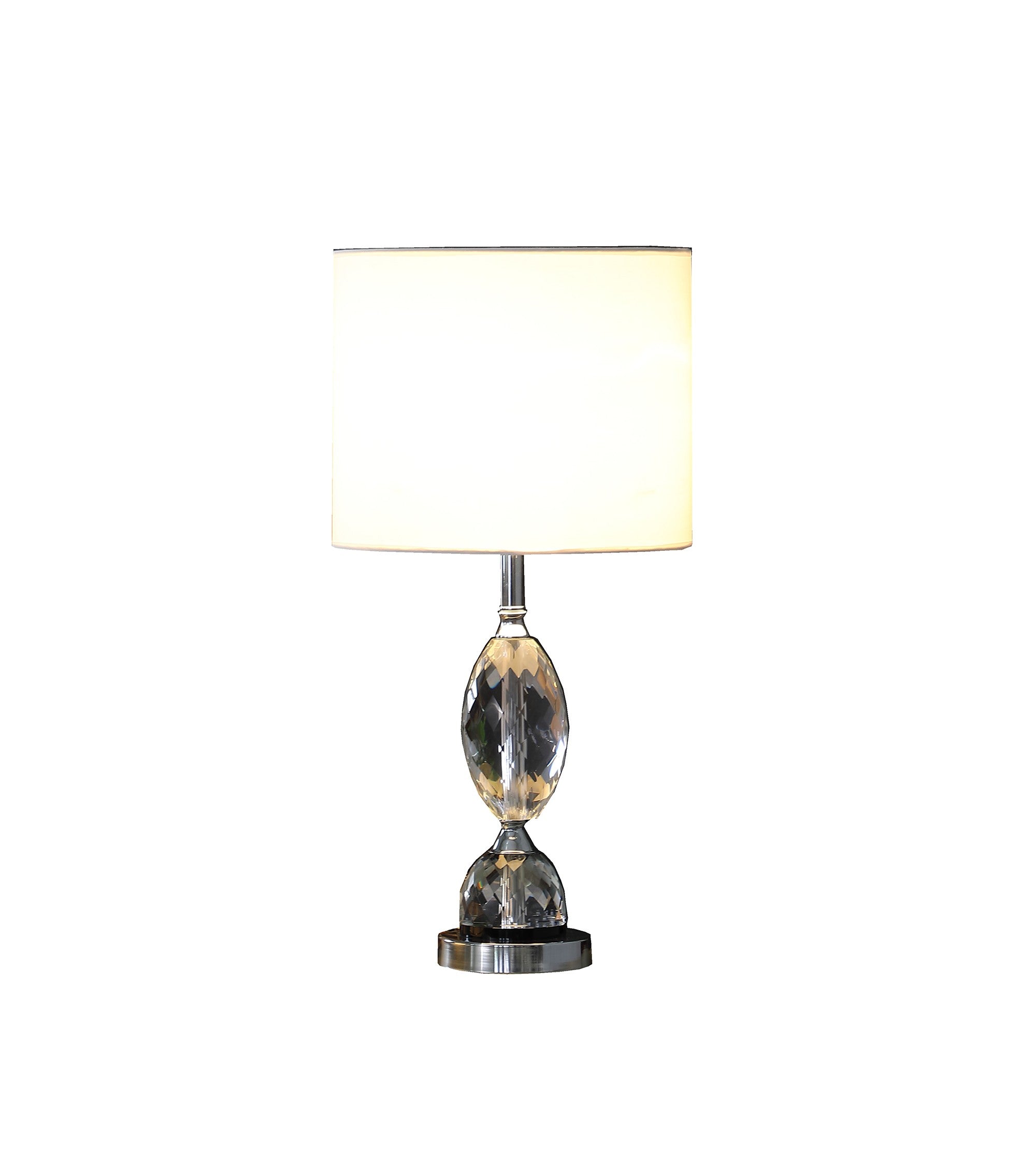 24" Silver Crystal Standard Table Lamp With White Shade