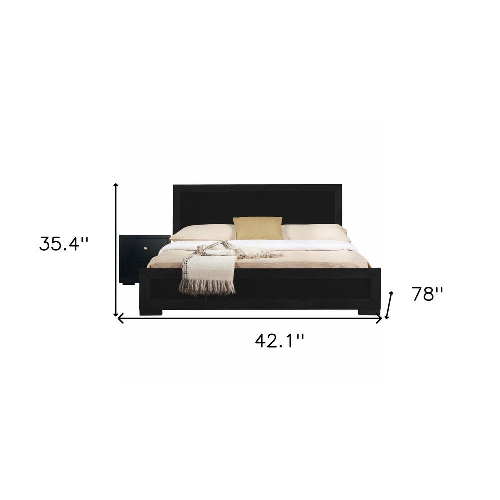 Moma Espresso Wood Platform King Bed With Two Nightstands
