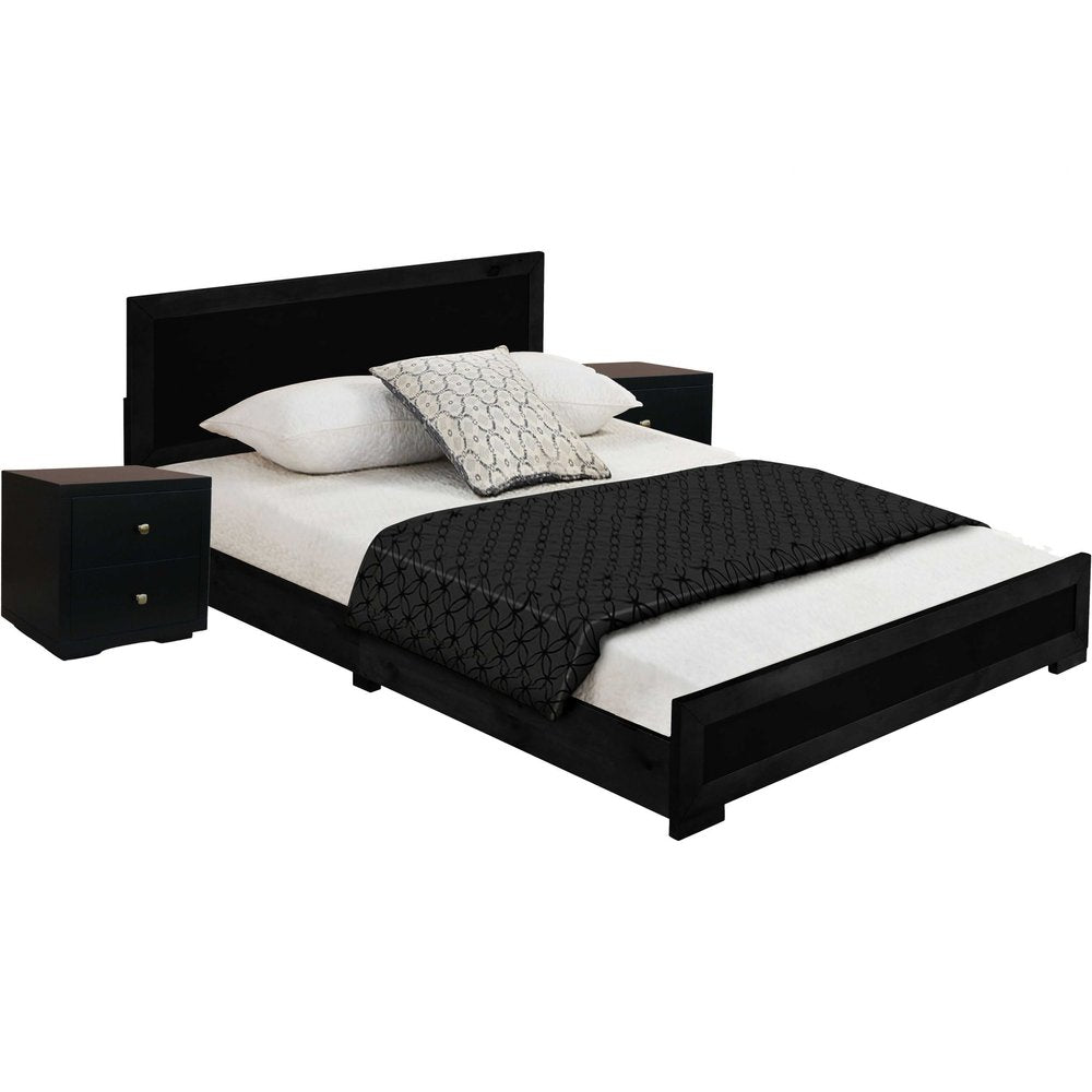 Moma Black Wood Platform Twin Bed With Nightstand