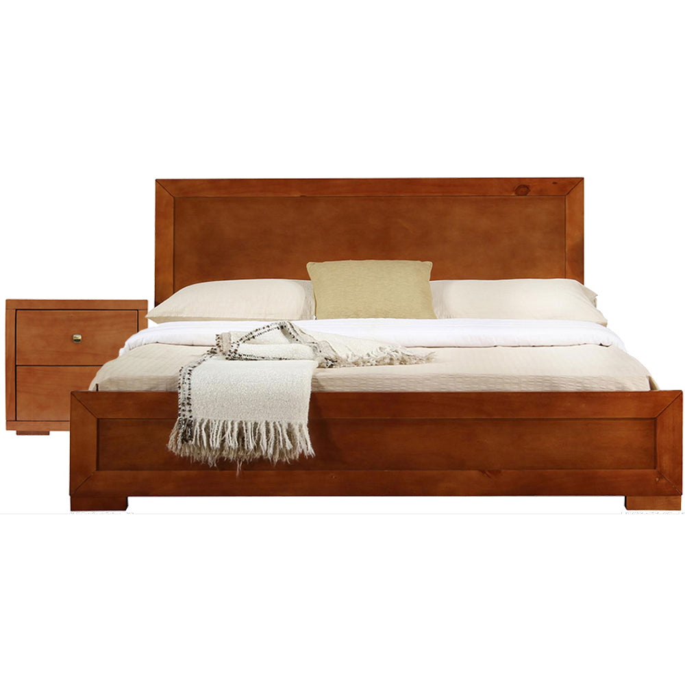 Moma Oak Wood Platform King Bed With Two Nightstands