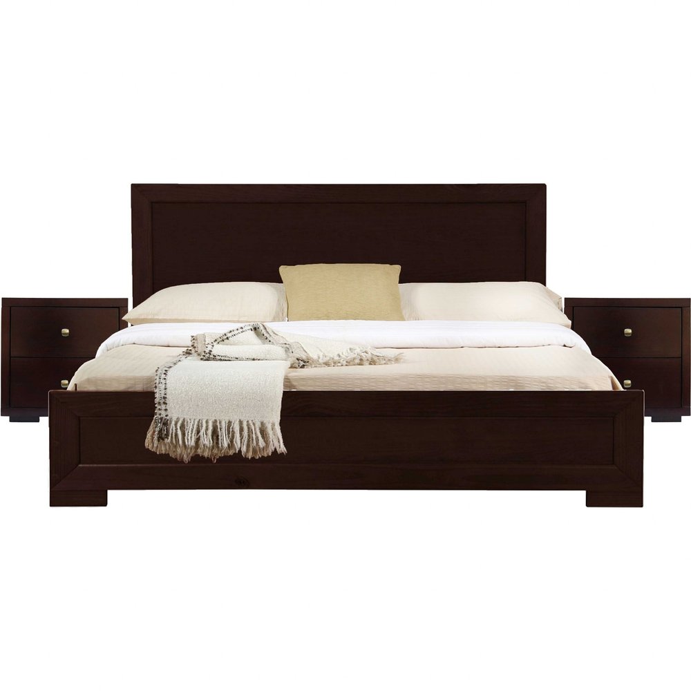 Moma Black Wood Platform Twin Bed With Nightstand
