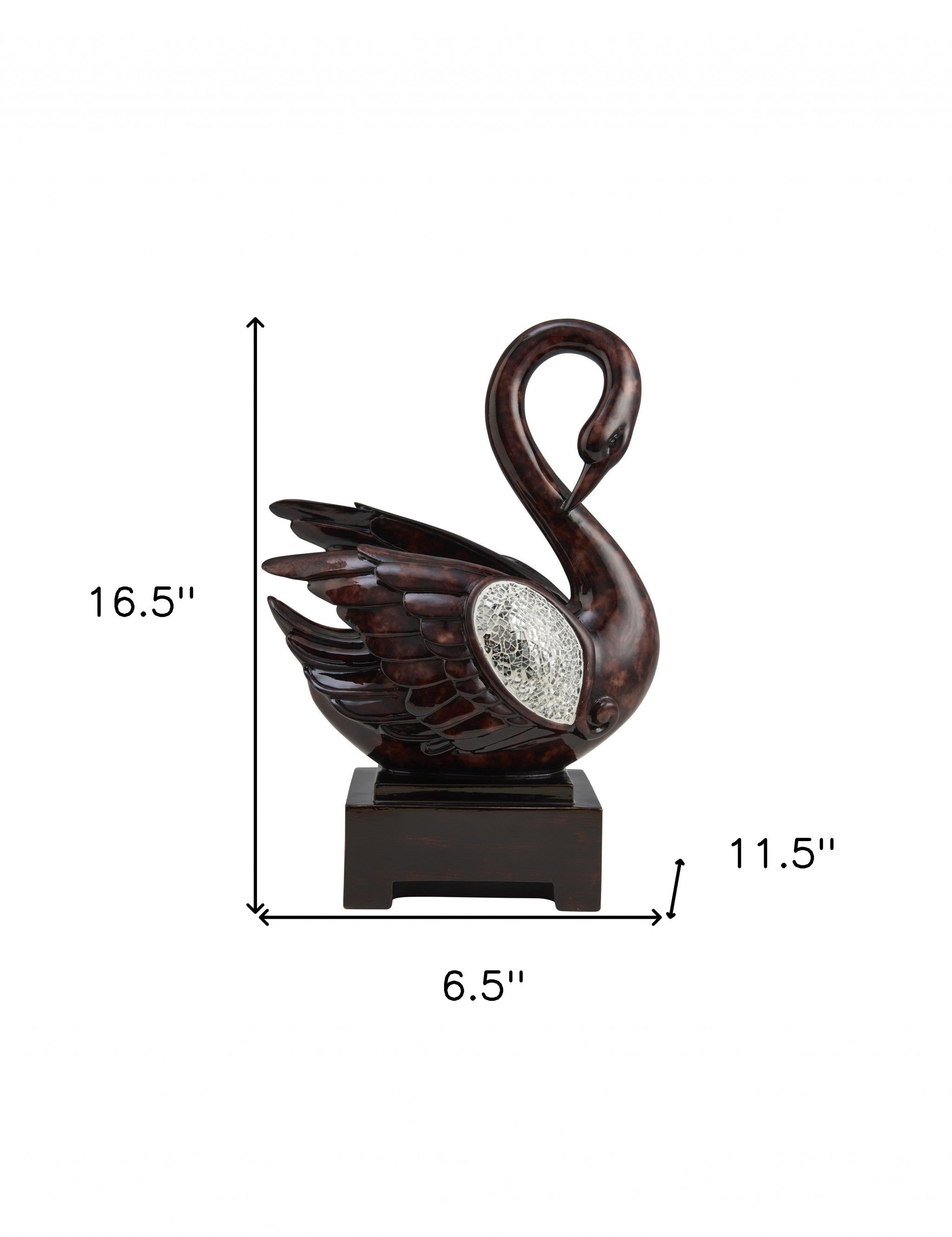 17" Marbleized Cherry Brown Dove Figurine Sculpture