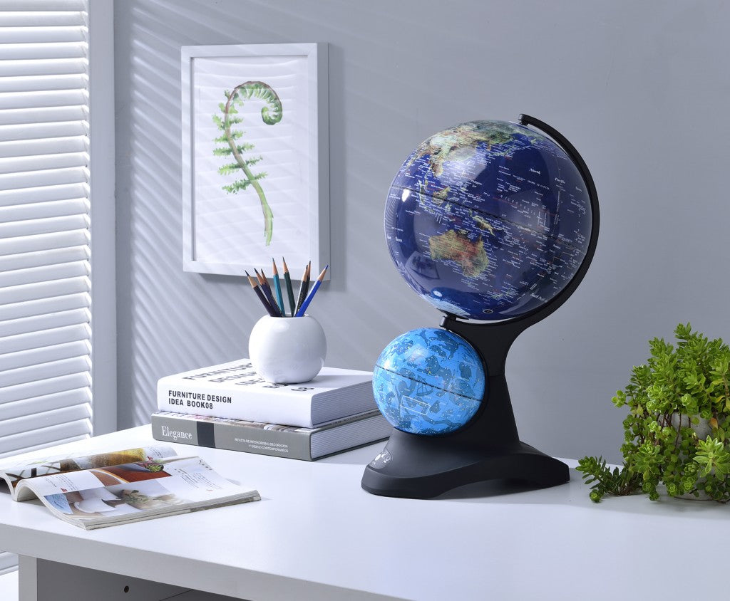 18" Blue Black And Navy Polyresin Dual Globe