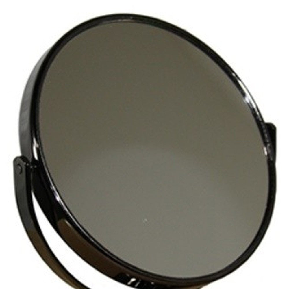 9" Black Round Metal Framed Makeup Shaving Tabletop Mirror