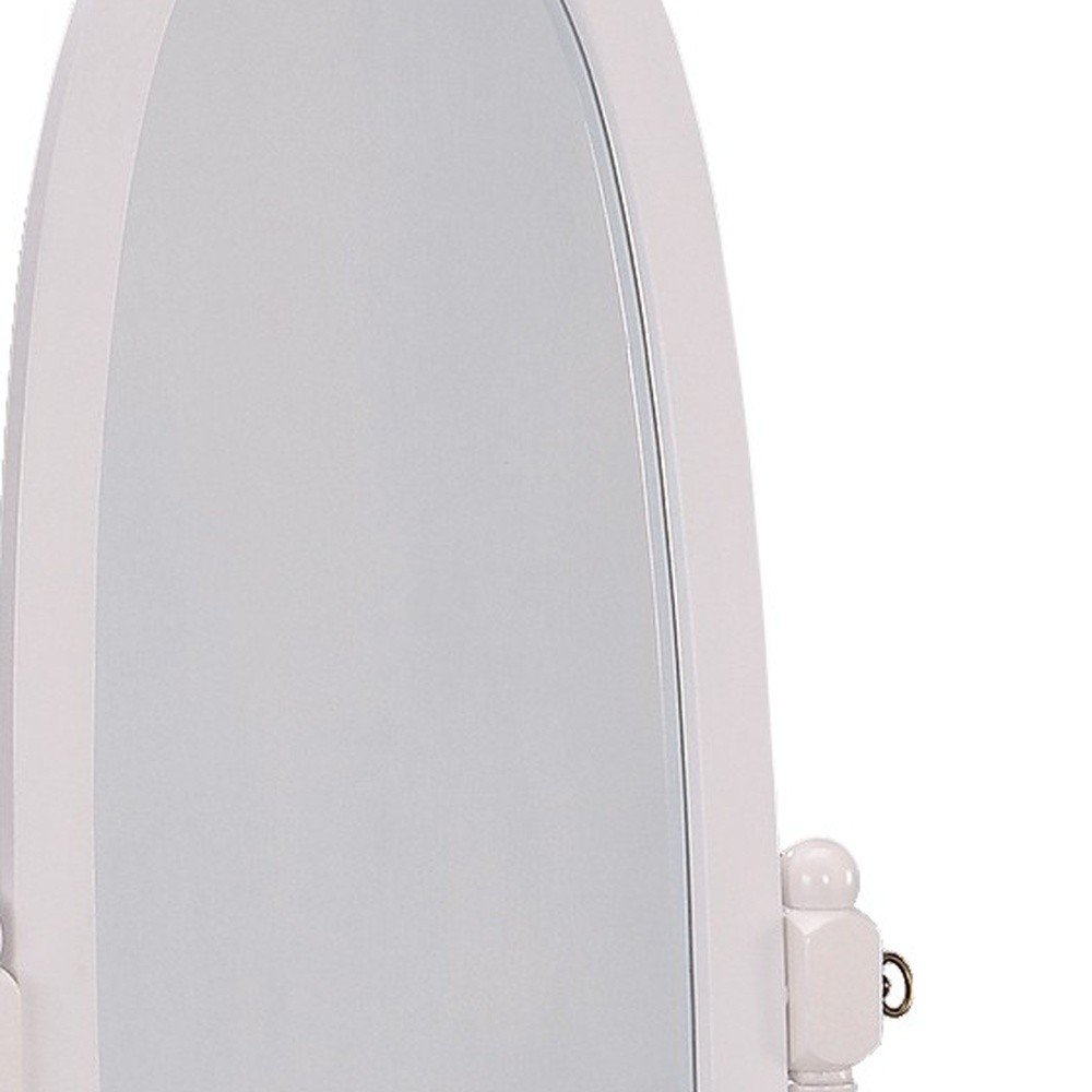 60" White Oval Wood Framed Freestanding Cheval Mirror