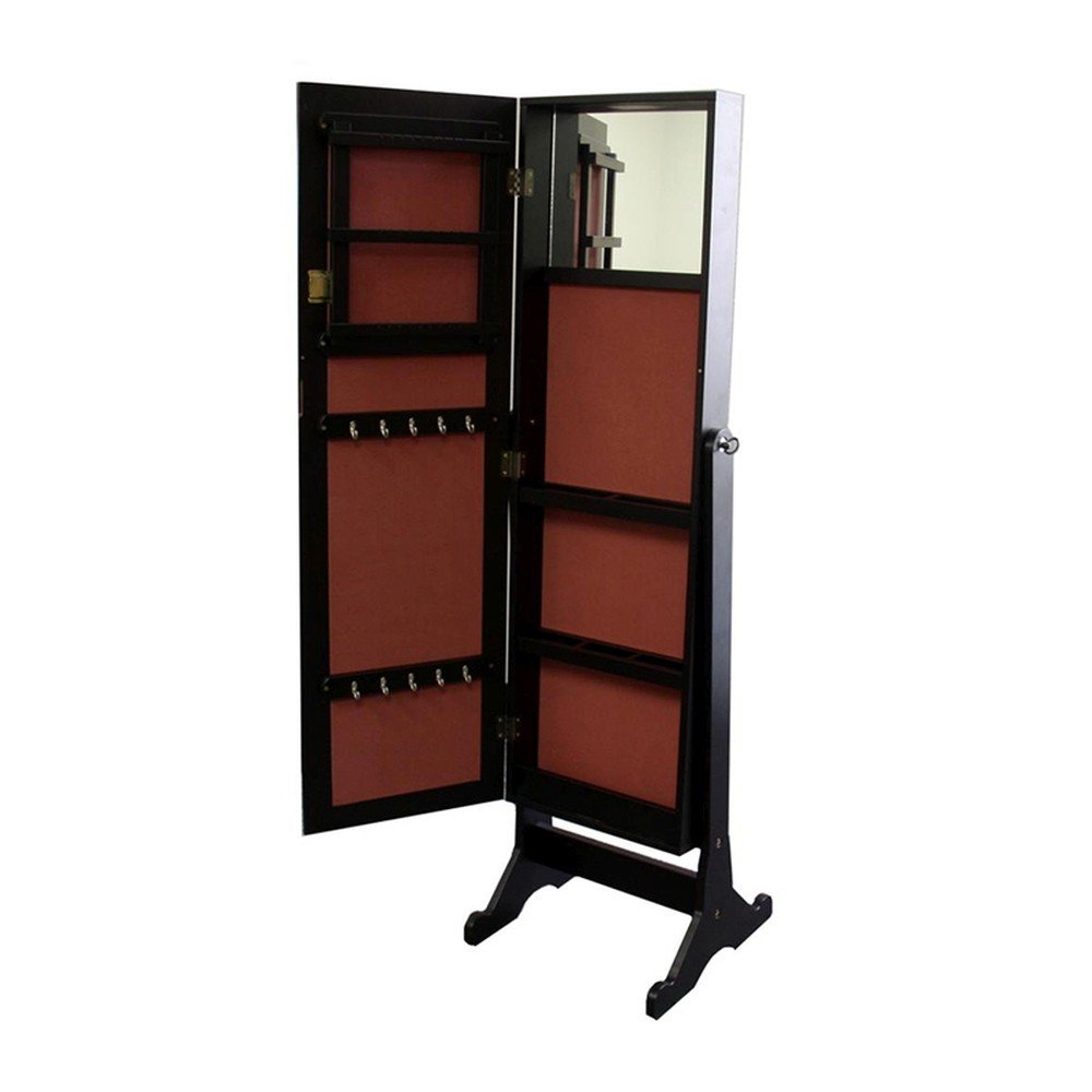 57" Brown Wood Freestanding Framed Cheval Mirror