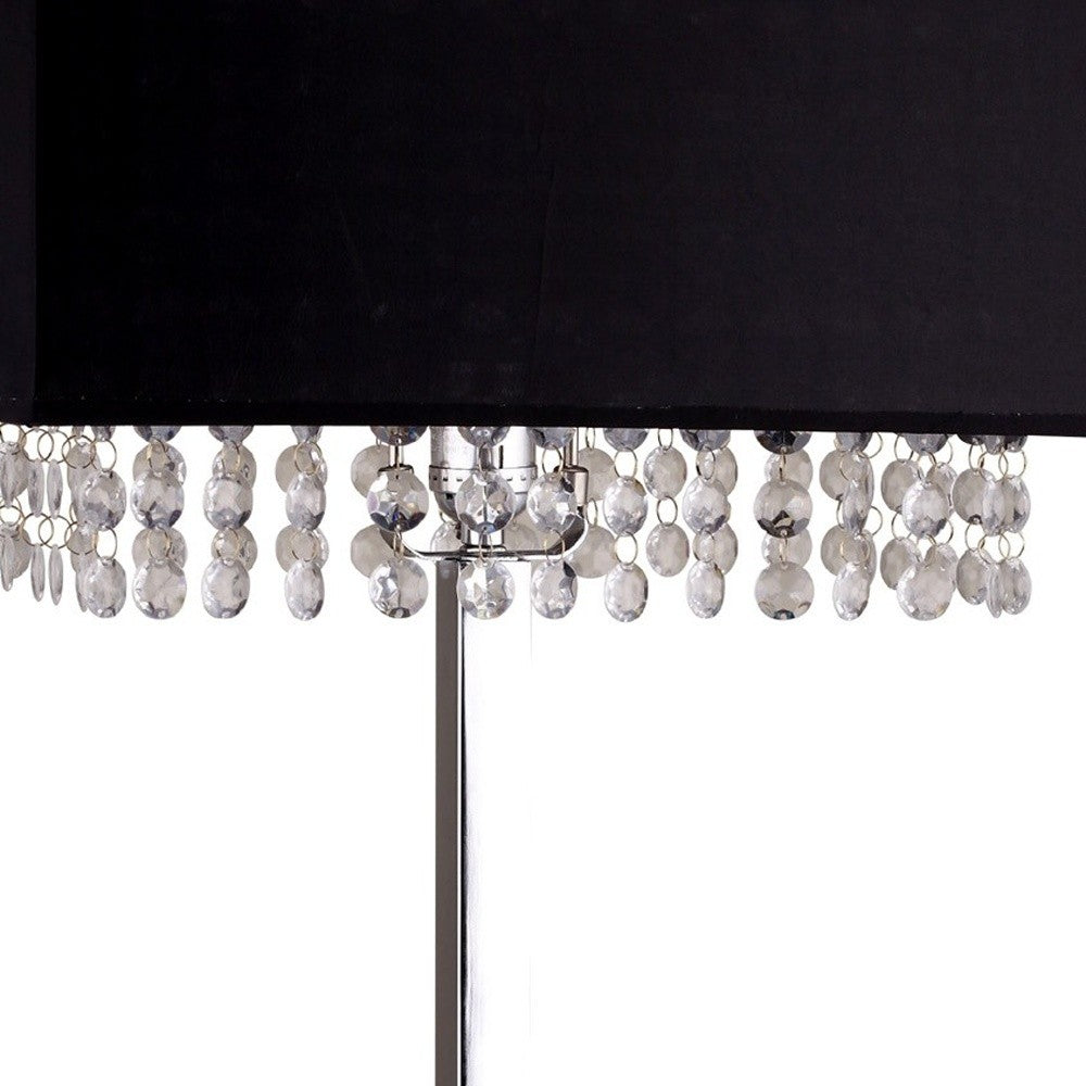 Bling Glam Black and Faux Crystal Rectangular Table Lamp