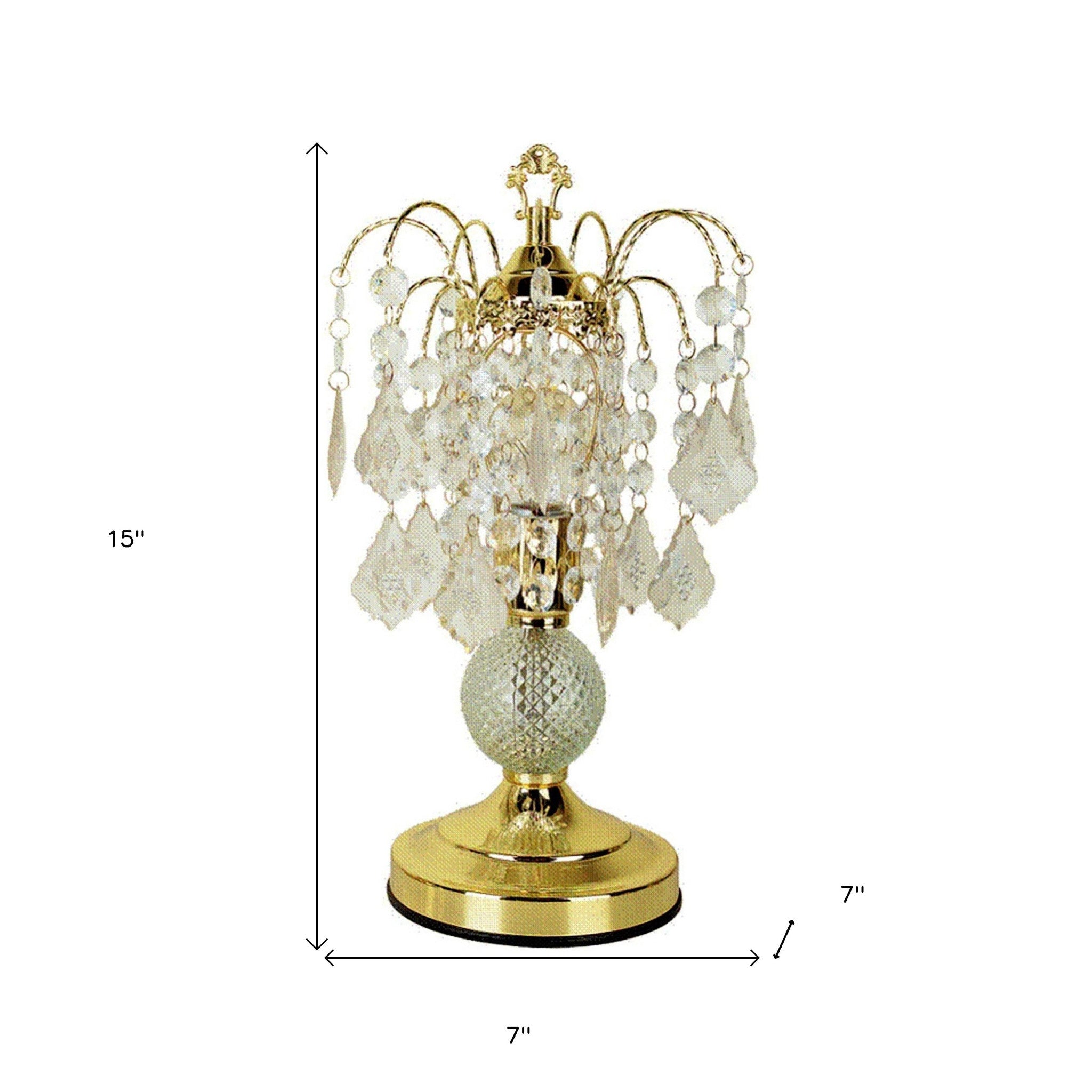 Vintage Gold Glass Chandelier Table Lamp