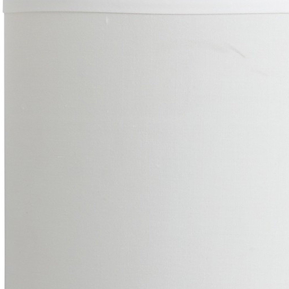 19" Silver Bedside Table Lamp With White Drum Shade