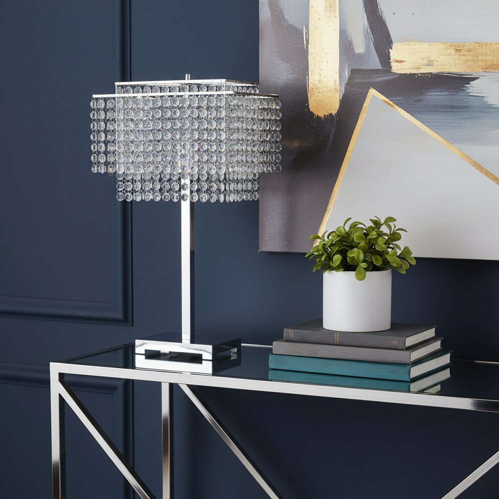 Bling Glam Faux Crystal Rectangular Table Lamp